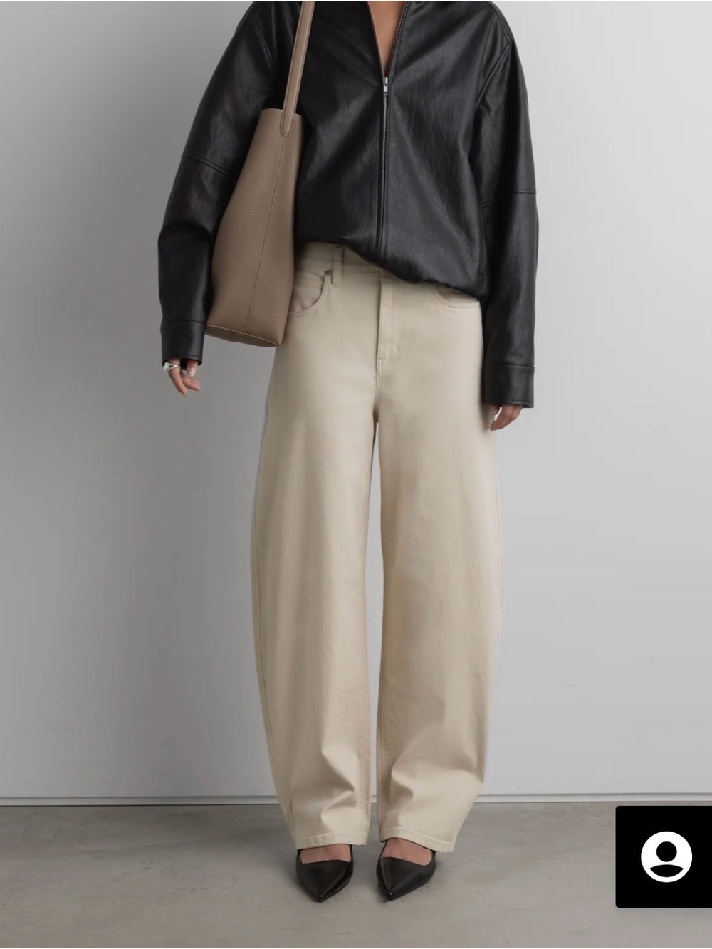 OAK + FORT Neutral Wide-Leg High-Rise Pants in Beige